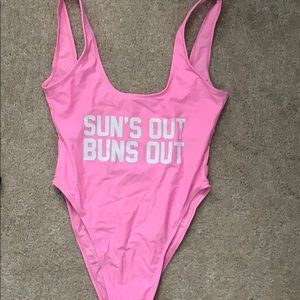 pink one piece swim suit